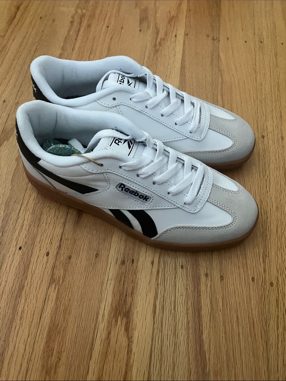 Reebok White and Black Low-Top Sneakers with Gum Outsole